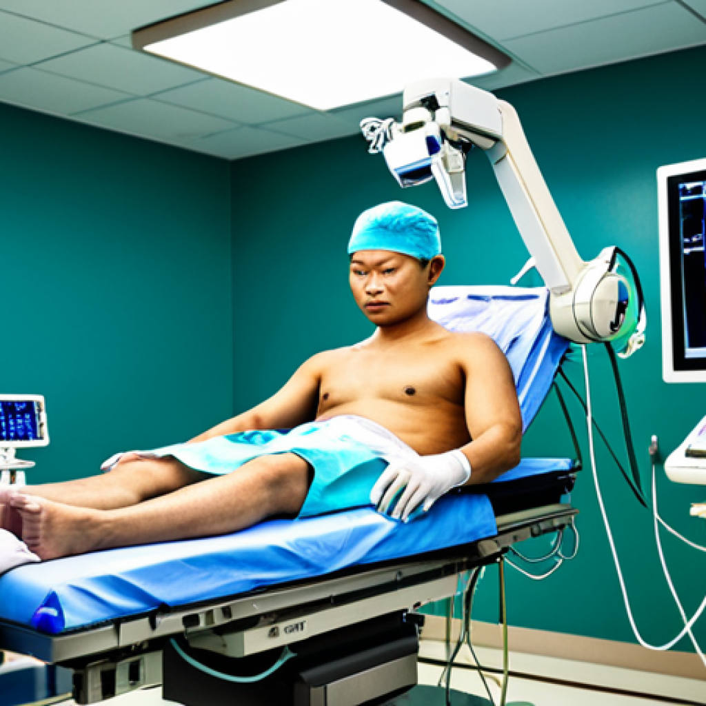 로봇을 활용한 수술 기술 - **

"A Thai surgeon in a modern operating room, skillfully manipulating robotic arms during a minima...